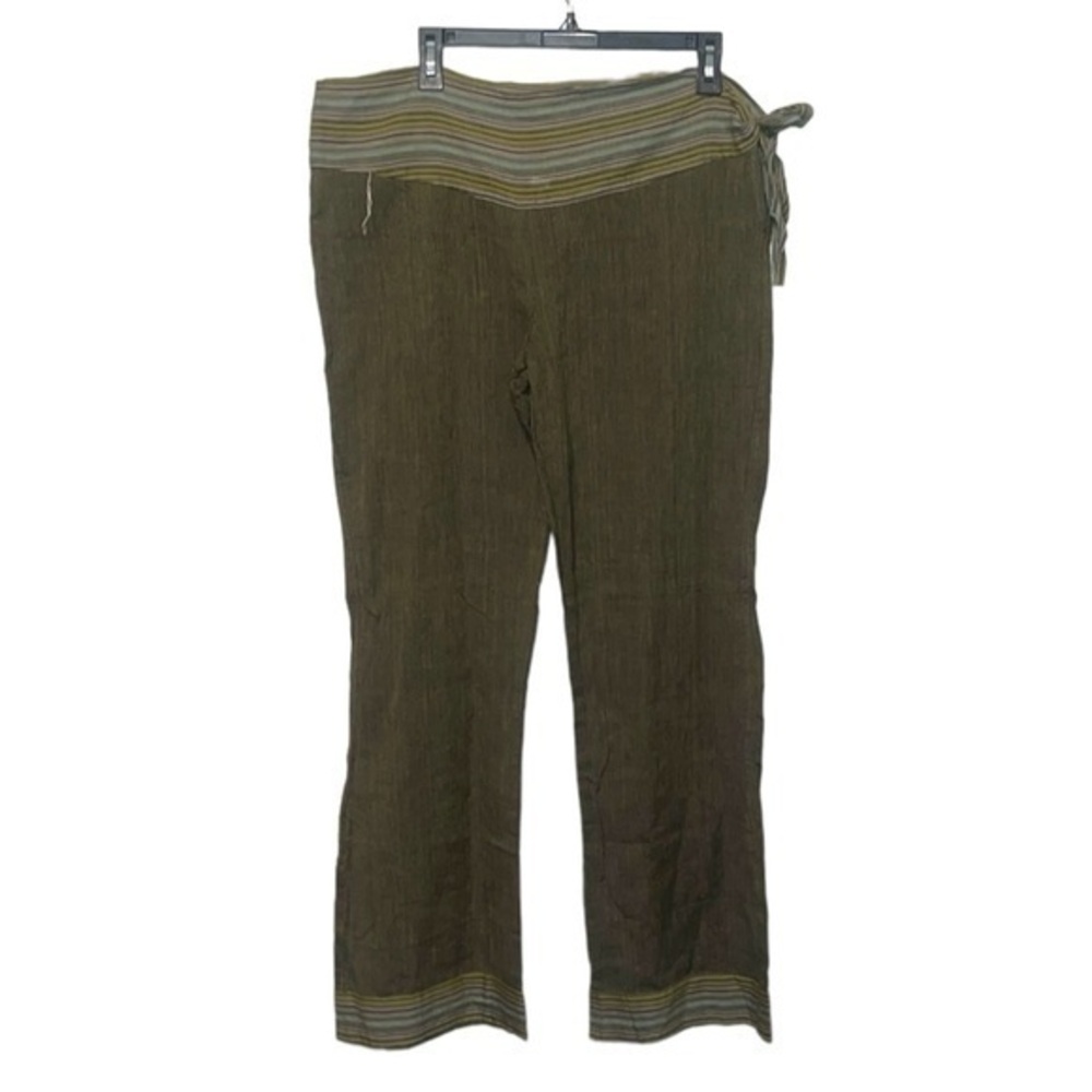 Women’s cotton pants, tie side, green, size large